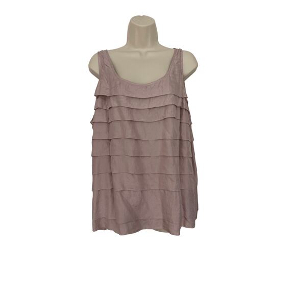 Eileen Fisher Tops - Eileen Fisher Ruffle Top 100% Silk Sleeveless Lavender Layered Quiet Luxury XL